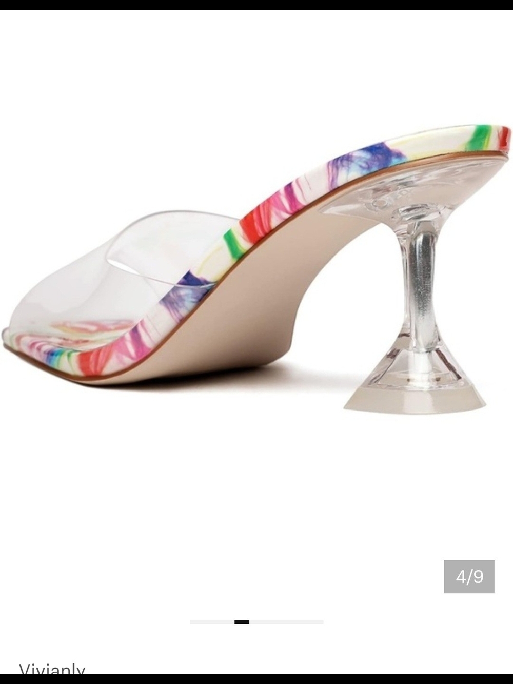 Vivianly Green Clear Lucite Heel Slide Sandals - Green - Picture 5 of 12